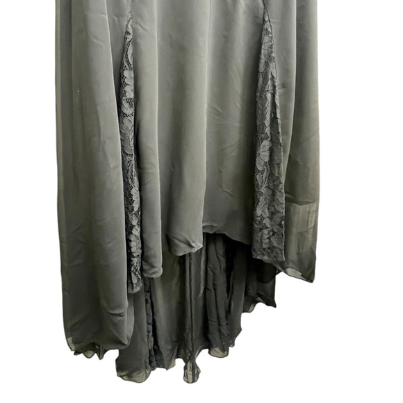 A-line V-Neck Asymmetrical Lace Chiffon Bridesmaid Dress With Pleated Size 18W - Picture 5 of 7